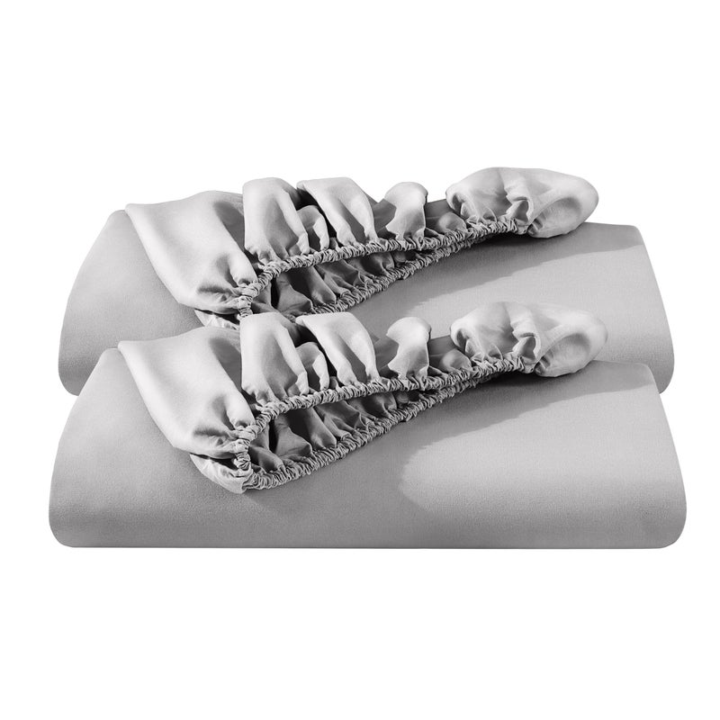 Bare Home 2-Pack Fitted Bottom Sheets Twin - Premium 1800 Ultra-Soft Wrinkle Resistant Microfiber - Deep Pocket (Twin, Light Grey) - Image 1